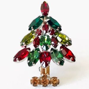 Napier Christmas Tree Brooch Pin Vintage 1970's